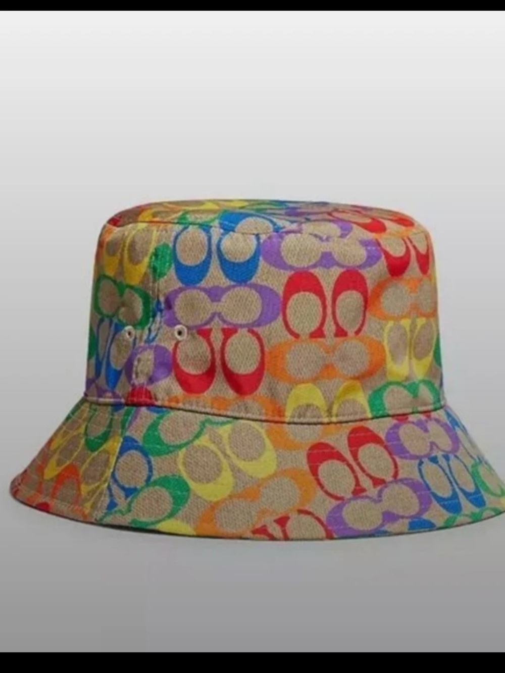 Coach Multicolor Signature Print Bucket Hat - Rainbow Logo